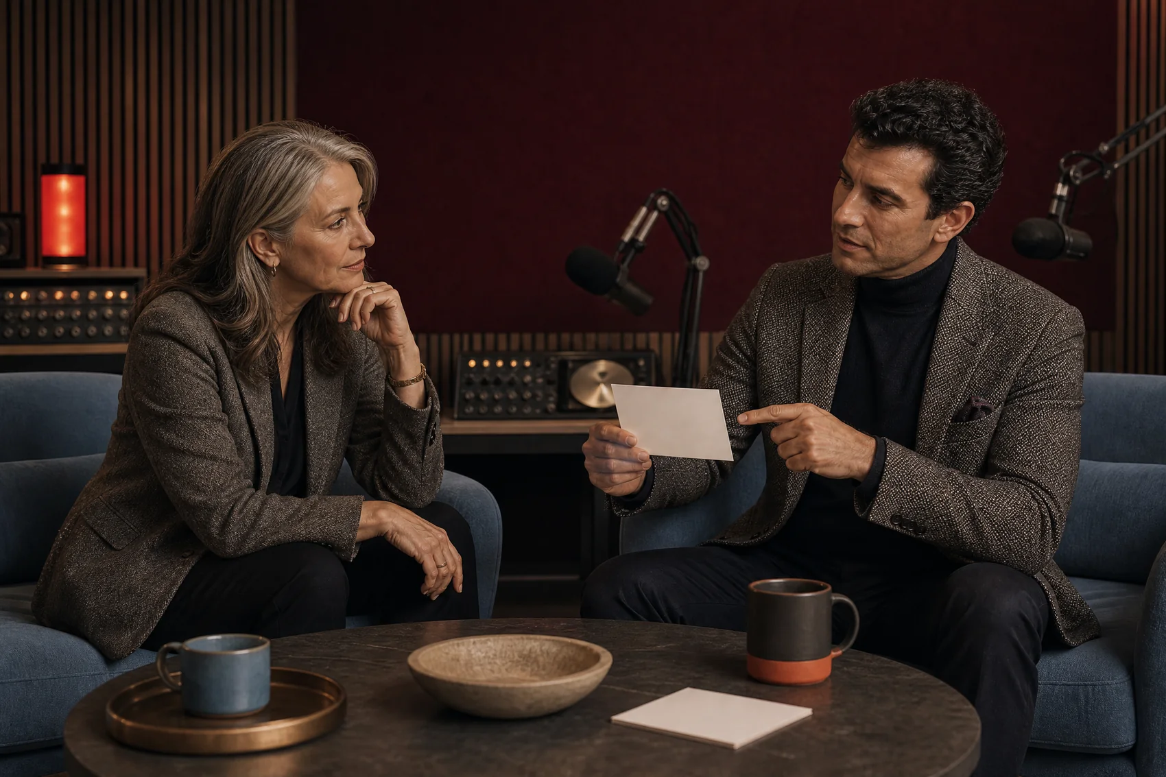 Two professionals in a focused mentoring conversation